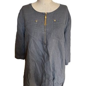 Ellen Tracy 100% Silk Gray top. Size Large